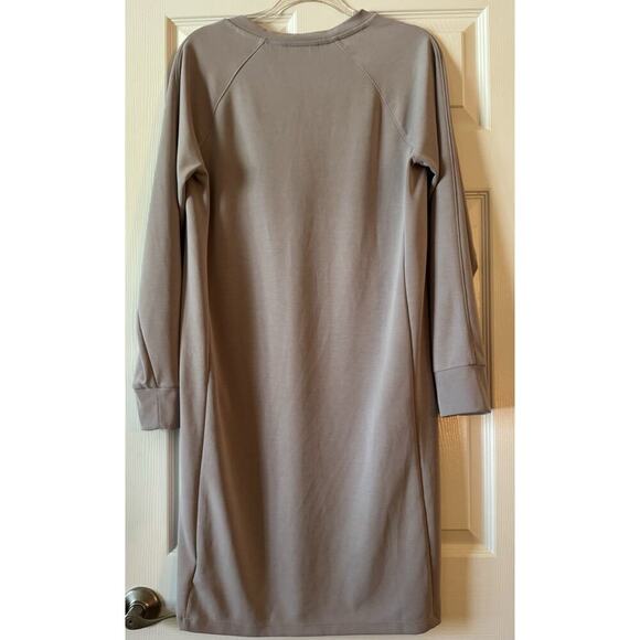 ATHLETA Seasoft Long Sleeve Dress Womens Pullover Pockets Tinsel Gray Size M/T - Picture 7 of 8
